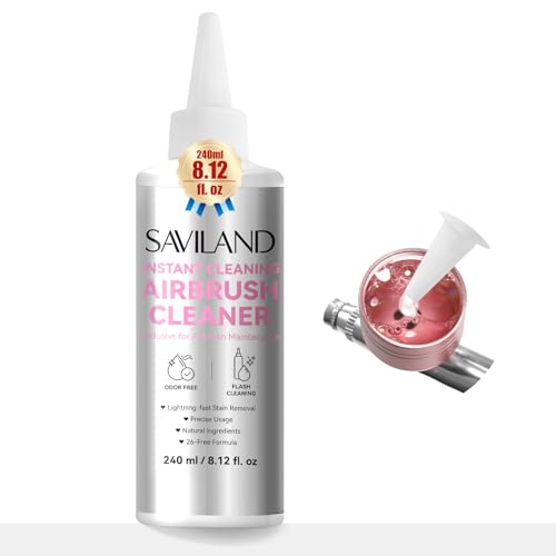 SAVILAND Airbrush Cleaner Solution 8.12 fl. oz: Low-Odor, Quick Clean for Water-Based Acrylic Paint, Gel Nail Polish & Watercolor, Prevent Clogging, Salon & Home Use - color: Grey-Pro