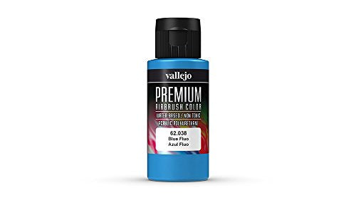 Vallejo - Premium Color RC Fluorescent Blue 2.02 Fl.Oz. (60 ml) for Airbrushing, Acrylic-Polyurethane Hybrid Resin of Great Resistance Paint for Model and Hobby Use - style: Fluorescent Blue