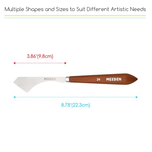 MEEDEN Artist Acrylic Palette Knife: 8.78" Flexible Stainless Steel Art Pallet Scraper Knife with Wooden Handle for Color Mixing Spreading Painting, #24 - style: #24