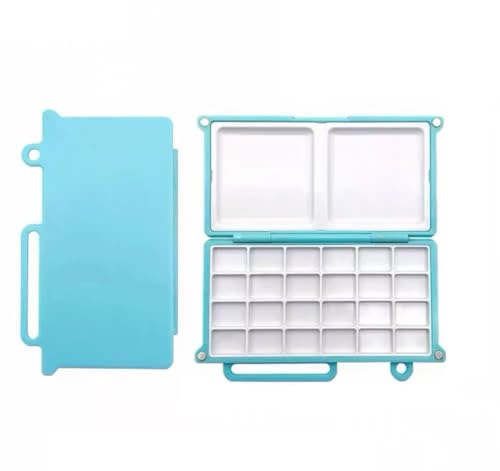 Empty 24-Well Travel Watercolor Paint Palette Case Mixing Tray, Pocket Size Portable Small Plastic Paint Tray with Lid for Artists 1pc Blue Portable Watercolor Sketchbook Set - color: Blue-1