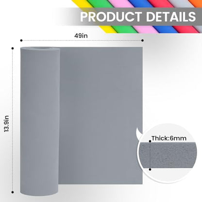 Do²ping Gray Eva Foam Sheets Roll, 6mm EVA Craft Foam 49''x13.9'' High Density 86kg/m3 for Halloween Cosplay DIY - color: Gray, size: Thickness 6mm