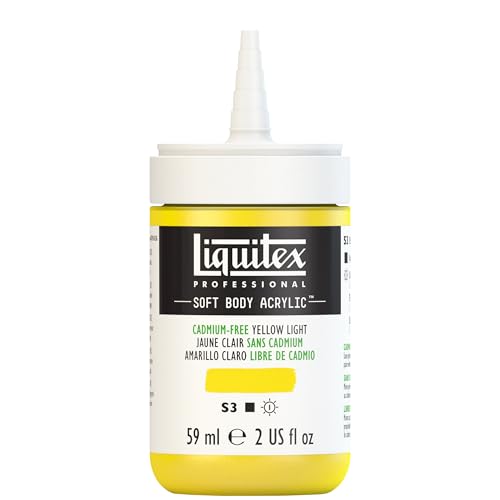 Liquitex Soft Body Acrylic Paint, 2-oz Bottle, Cadmium-Free Yellow Light | Low Viscosity, Highly Pigmented, Satin Finish, Retains Subtle Brush Strokes, Great Surface Coverage, Highly Versatile - color: Cadmium-free Yellow Light, style: 2-oz Bottle