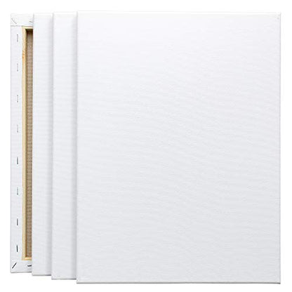 Stretched White Blank Canvas - 12 x 16 Inch, Bulk Pack of 8, Primed, 100% Cotton, 5/8 Inch Profile of Super Value Pack for Acrylics,Oils & Other Painting Media. - size: 12"x16"