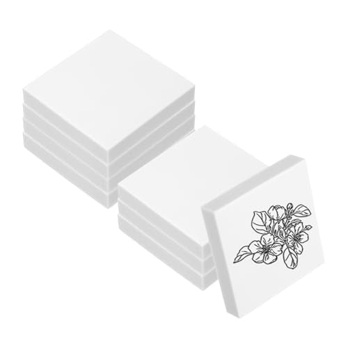 PATIKIL 8Pcs 2X2" Rubber Carving Blocks, Soft Linoleum Art Carving Block Square Crafts Stamp Making for Printmaking Stamps Carving Supplies, White - color: White