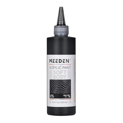 MEEDEN Mars Black Acrylic Paint: Matte Finish 250ml/8.45oz Soft Body | Bulk Acrylic Colors in Ergonomic Bottle - Fluid Flow Art Paints for Adults Artists Canvas Art Painting - color: Mars Black