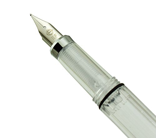 Lanxivi Yongsheng 3008 Piston Fountain Pen EF Extra Fine Nib,Transparent SilverTrim 4 Colors Set - color: 3008 Silver Trim EF