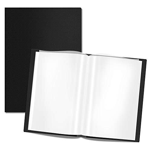 Presentation Book 40 Clear Pockets Sleeves Protectors Art Portfolio Clear Book for Artwork, Report Sheet, Letter (Can Accommodate 19.1 X 13.3inch) - size: 19.1x13.3inch (Black)