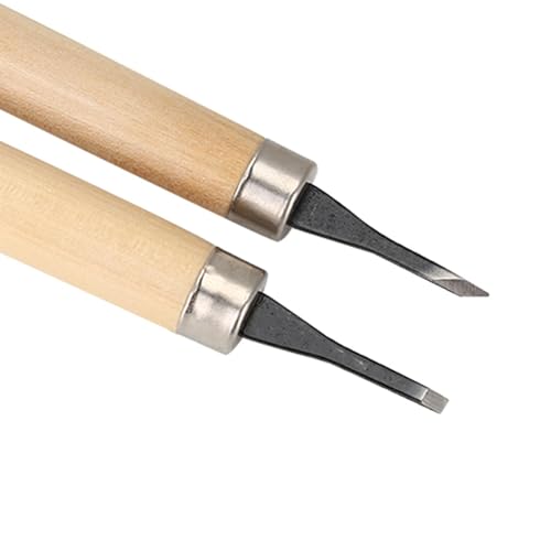 GBSCLOVER 4Pcs Carving Tools Printmaking, Metal Wood Carve Smoothing Tool, Different Shape and Size Rubber Stamp Pattern Carving Tools with Plastic Box for DIY Art Craft Carpentry