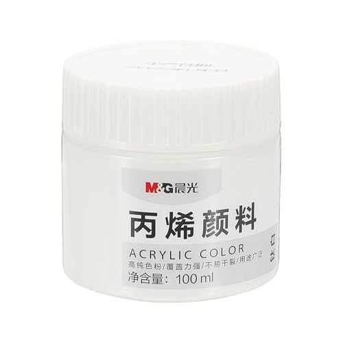 PATIKIL M&G Acrylic Paint, 3.38 Fl Oz(100ml) Matte Finish Rich Pigments Waterproof Art Painting Supplies for Fabric Canvas Wood Leather Stone Cloth, White - color: White