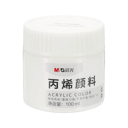 PATIKIL M&G Acrylic Paint, 3.38 Fl Oz(100ml) Matte Finish Rich Pigments Waterproof Art Painting Supplies for Fabric Canvas Wood Leather Stone Cloth, White - color: White