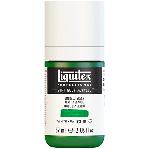 Liquitex Soft Body Acrylic Paint, 2-oz Bottle, Emerald Green | Low Viscosity, Highly Pigmented, Satin Finish, Retains Subtle Brush Strokes, Great Surface Coverage, Highly Versatile - color: Emerald Green, style: 2-oz Bottle