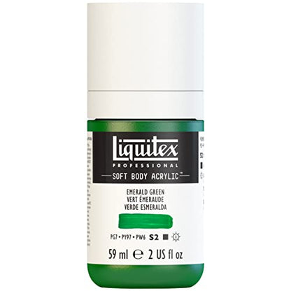 Liquitex Soft Body Acrylic Paint, 2-oz Bottle, Emerald Green | Low Viscosity, Highly Pigmented, Satin Finish, Retains Subtle Brush Strokes, Great Surface Coverage, Highly Versatile - color: Emerald Green, style: 2-oz Bottle