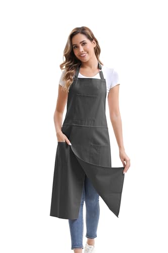 Nanxson Pottery Apron Split Leg with 3 Pockets & Adjustable Buckle | cotton material,Long apron,adjustable waist tie,for Pottery Ceramic Wheel DIY Art Garden - color: Black