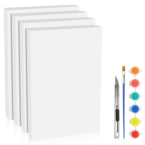 LuckyFoam White 4 Pack 12x7.5x1 inch Foam Sheets 1 Inch | Polystyrene Rectangles XPS Foam Board Craft for Insulating DIY Modeling Art Supplies - color: white, size: 12x7.5x1 inch 4pcs
