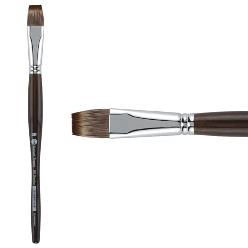 Borciani e Bonazzi Unico Synthetic Mongoose Artist Paint Brush - Series 801 Flat - Size #20 - Watercolors, Oil & Acrylic Paint - Handcrafted in Italy, Anti-Roll Design, Ergonomic Medium Handle - size: 20