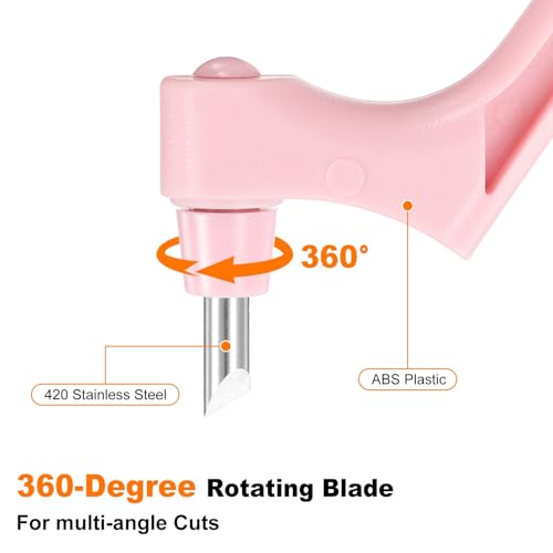 HARFINGTON Craft Cutting Tools 15/30/45 Degree Blades 360 Degree Rotating Blade Stainless Steel Cutter Pen Knife with Mat for DIY Crafts Stencils Scrapbooks, Pink - color: Pink