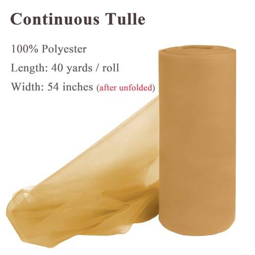 Honey Gold Tulle Fabric Roll 54 Inch x 40 Yards Tulle Ribbon - color: Honey Gold, size: 54 Inch X 40 Yards