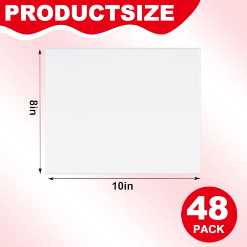 48 Pack 8x10 Inch Blank Canvas Boards for Art Supplies for Artists and Crafters