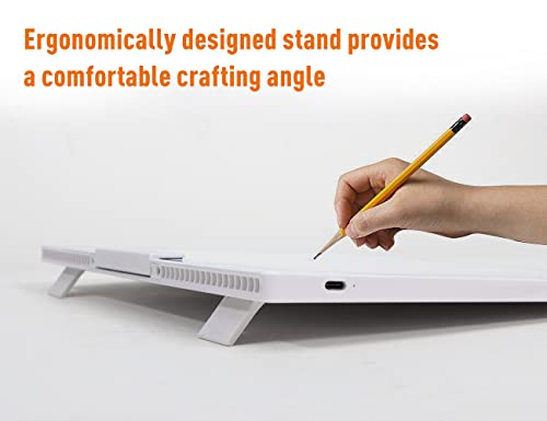 Rechargeable A4 LED Light Pad with Padded Case, YINGWOND Tracing Light Box w/Riser Stands and Paper Clip, 6 Levels of Brightness, Type-c Cable, Wireless Diamond Painting Light Board White - style: Rechargeable-A4 White+Padded case