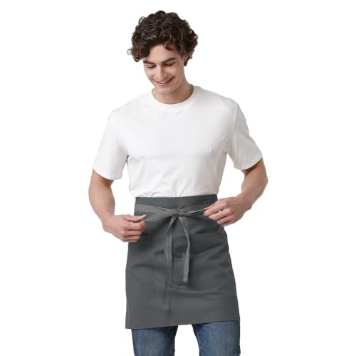 Waist Apron for Men Server Bistro Half 4251BY - color: Dark Grey, size: 1 Pack
