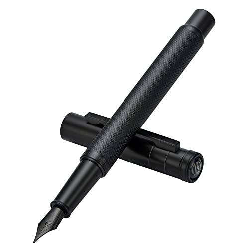 Hongdian Black Forest Fountain Pen Medium Nib Classic Design with Converter and Metal Pen Case Set - color: Black, style: Medium Point