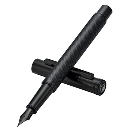 Hongdian Black Forest Fountain Pen Medium Nib Classic Design with Converter and Metal Pen Case Set - color: Black, style: Medium Point