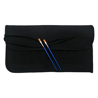 Funny live Paint Brush Holder Art Supplies, Artist Brush Holder & Storage Organizer Roll-Up Case Bag, Protect Acrylic Oil Watercolor Paintbrushes (Black 22 Slot Pockets) - color: Black 22 Slot Pockets