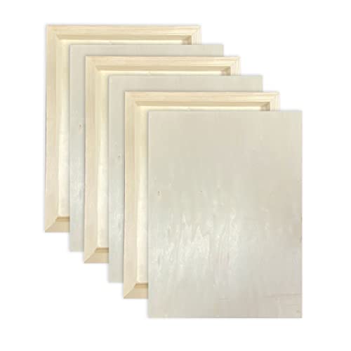 9x12 Wood Canvas for Crafts, 6-Pack Framed Wooden Panel Boards for Painting Pouring Crafts