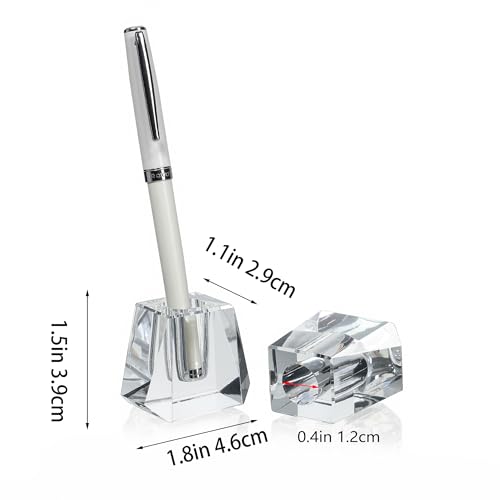 2-Pack Crystal Single Pen Holder for Desk, 1.8" Fancy Fountain Pen Stand - style: Trapezoid