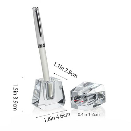 2-Pack Crystal Single Pen Holder for Desk, 1.8" Fancy Fountain Pen Stand - style: Trapezoid