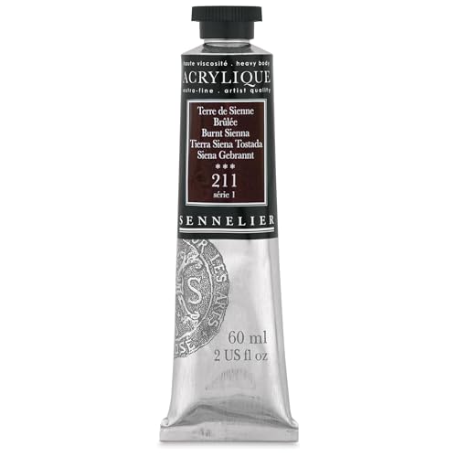 Sennelier Extra-Fine Artists' Acrylic, 60ml, Burnt Sienna S1, 2.02 Fl Oz (Pack of 1) - color: Burnt Sienna S1, size: 2 Fl Oz (Pack of 1)