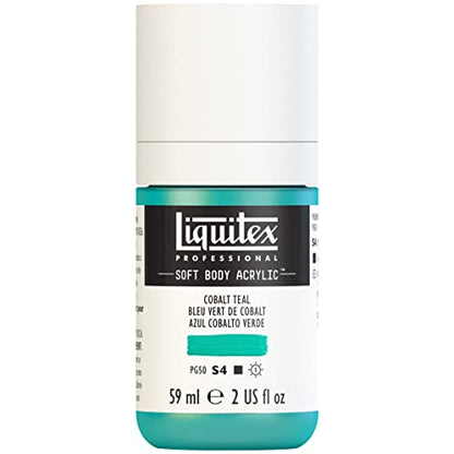 Liquitex Soft Body Acrylic Paint, 2-oz Bottle, Cobalt Teal | Low Viscosity, Highly Pigmented, Satin Finish, Retains Subtle Brush Strokes, Great Surface Coverage, Highly Versatile - color: Cobalt Teal, style: 2-oz Bottle