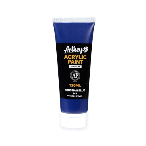 Artkey Acrylic Paint - Prussian Blue (120 ml/4.06 oz) Tubes, Rich & Vibrant Pigments, Professional Artists Acrylic Paints - Art Supplies for Canvas Wood Rock Clay Fabric Ceramics Art Crafts Painting - color: Prussian Blue, size: 4.06 Fl Oz (Pack of 1)