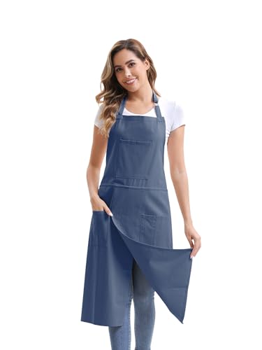 Nanxson Pottery Apron Split Leg with 3 Pockets & Adjustable Buckle | cotton material,Long apron,adjustable waist tie,for Pottery Ceramic Wheel DIY Art Garden - color: Navy