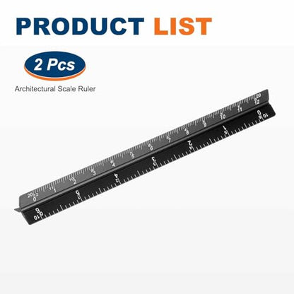 HARFINGTON 2 Pcs Architectural Scale Ruler, 7 Inch Standard Aluminum Alloy Architect Triangular Large Scale Laser-Etched Blueprint Drafting Ruler for Architects Engineers, Black - color: Black, size: 7 Inch