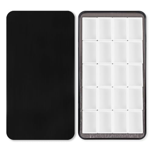 20 Empty Full Pans Watercolor Palette Tins Box with Magnetic Squares | 3ml Plastic Half Pan,Metal Paint Tray Palettes for Travel,Lightweight Portable,Watercolor Painting Mixing Tray.Black - color: Black, size: 20 Full Pans