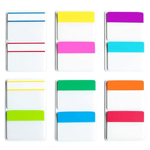 KICNIC Sticky Tabs Index Tabs, 2 Inch, 240 Pieces, 12 Colors, Self Adhesive | Colored Page Markers Repositionable Tags, Reading Tabs, Tape Flags, for Books, Binders, Notebook and File Folders, 12 Sets - color: Neon Colors, size: 240pcs