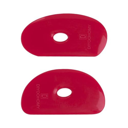 DIYOOHOMY 2 Pcs Soft Silicone Pottery Ribs for Ceramic, Mud and Clay Tools | Red Flexible Rubber Rib Trimming, Shaping, Smoothing Tools Kit and Supplies, Mudtools Wheel Throwing, Handbuilding, Sculpting - color: red-2