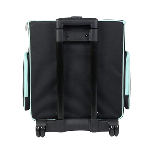 Everything Mary Rolling Scrapbook Tote – Black & Teal Craft Bag with Wheels – Organizer Case for Scrapbooking, Papercraft, Art Supplies & Creative Tools - color: Black