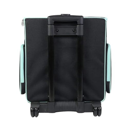 Everything Mary Rolling Scrapbook Tote – Black & Teal Craft Bag with Wheels – Organizer Case for Scrapbooking, Papercraft, Art Supplies & Creative Tools - color: Black