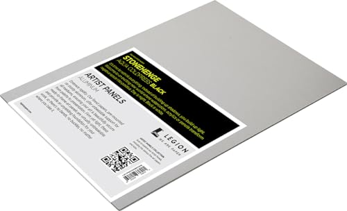 Legion Artist Panel, 1/8" Composite Brushed Aluminum with Stonehenge Aqua Coldpress Black, 100% Cotton, 140lb Paper, 12 x 16 inches for Wet Media - size: 12 x 16