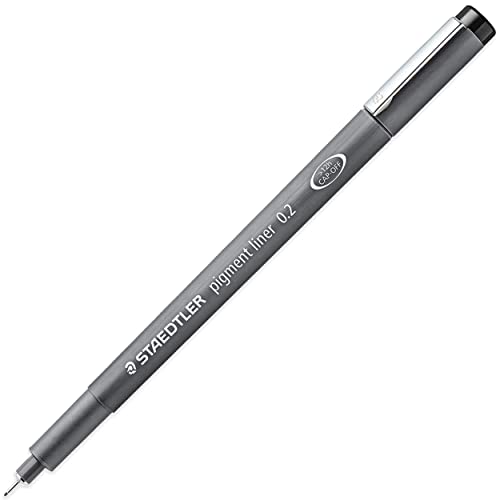 STAEDTLER 308 Pigment Liner Fineliner Pen - Ideal for Writing, Sketching, Technical Drawing, Marking Out - Black Ink - In Envelope Gift Packaging - 0.2mm Fine Nib Size - Pack of 3
