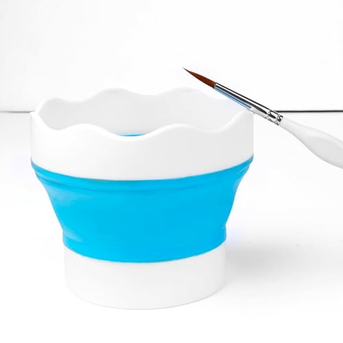 4 PCS Collapsible Paint Brush Washer Multifunctional Collapsible Bucket Foldable Water Cup Portable Silicone Washing Bucket Brush Holder Mini Foldable Washing Buckets for Watercolor Oil Painting - color: Blue, Green