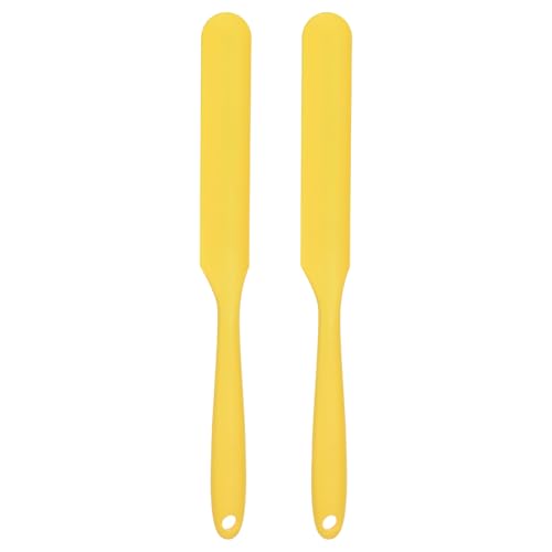 HARFINGTON 2Pcs Silicone Spatula Scraper 9.45" Reusable Non-Stick Flexible Spatulas for Epoxy Resin Liquid Paint Arts DIY Crafts, Yellow - color: Yellow
