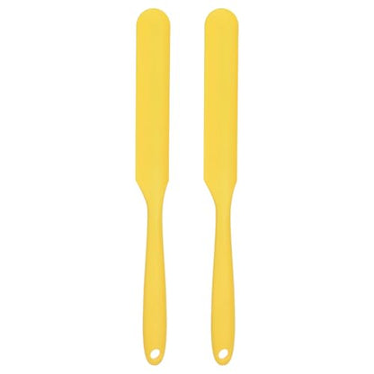 HARFINGTON 2Pcs Silicone Spatula Scraper 9.45" Reusable Non-Stick Flexible Spatulas for Epoxy Resin Liquid Paint Arts DIY Crafts, Yellow - color: Yellow