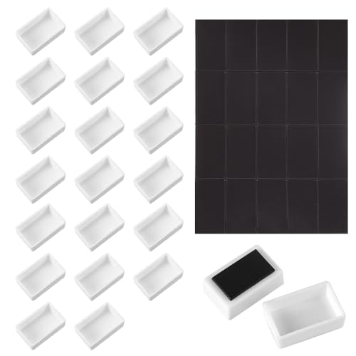 20Pcs Watercolor Full Pans Empty with Magnetic Stripe,Plastic Palette Tins - color: 20 Full Pans