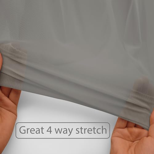 Power Mesh Fabric Superfine 4-Way Stretch Net 5 Yards Long 60" Wide (Gray) - color: Gray, size: 5 Yards