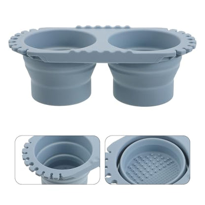 SEWACC Foldable Silicone Paint Brush Washer, Dual Collapsible Basin with Drying Rack, Portable Acrylic and Watercolor Brush Washing Bucket, Travel Art Supplies Organizer - color: Sky-blue