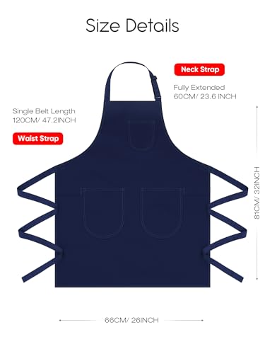 Unisex Apron with Pockets for Cooking, Salon & Art - 100% Cotton Adult Kitchen, Chef, Stylist Apron (Blue) - color: Blue
