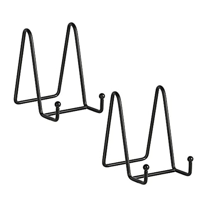 Artliving Plate Stands for Display - Iron Easel Stand Plate Holder Display Stand Picture Frame Stand for Pictures | Photo|Decorative Plate |Dish | Tabletop Art - 4.5 inch-Black(2 Pack) - size: 4.5“（2 pack）